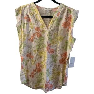 Chaus Flutter Sleeve Floral Blouse NWT Size Medium